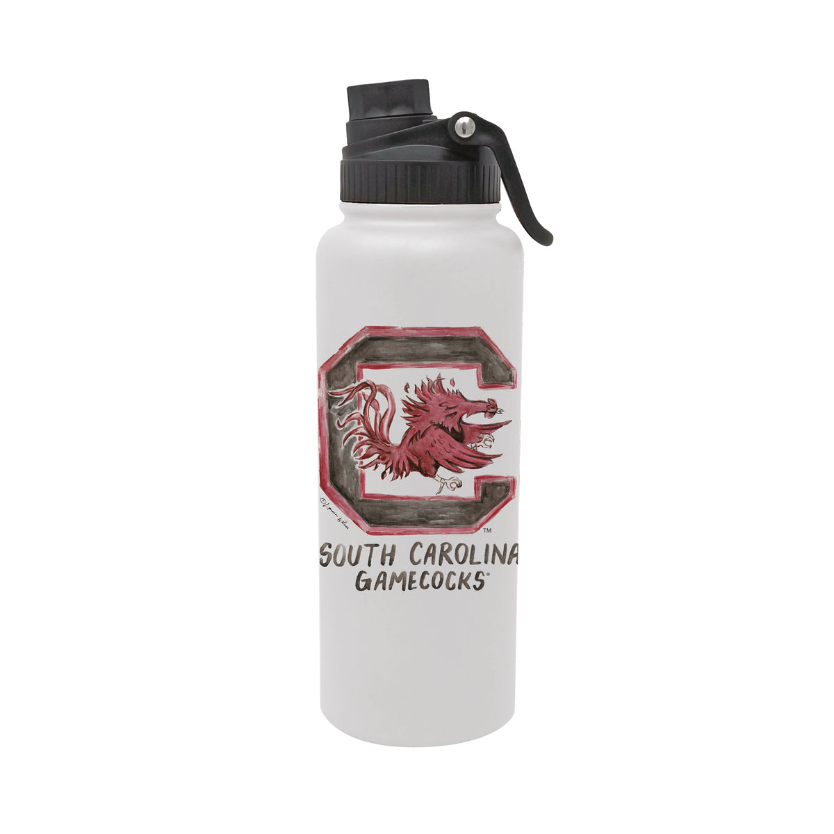South Carolina Gamecocks Mascot by Laura Wilcox 34oz Aqua Bottle