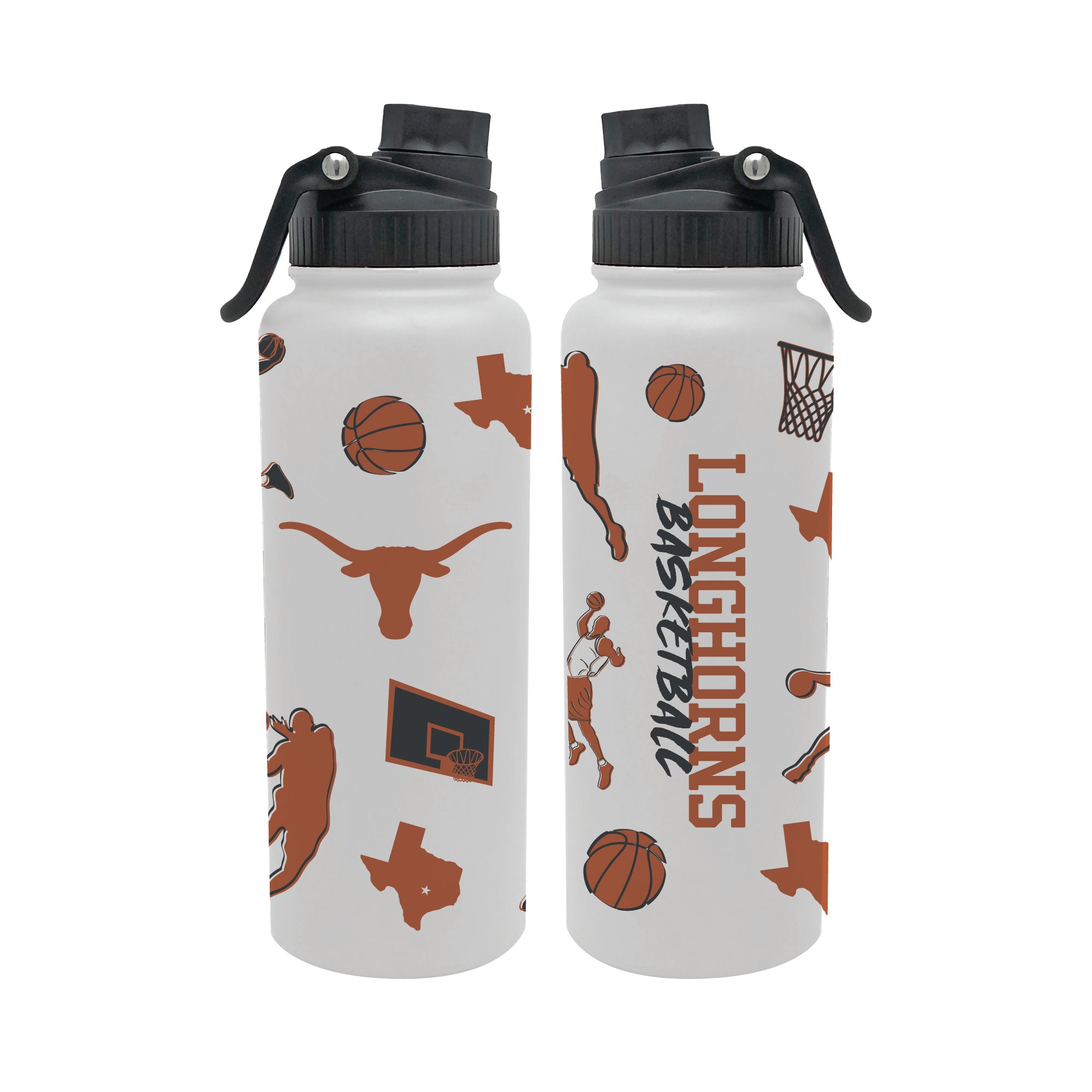 34oz Texas Longhorns Basketball Sketch Aqua Bottle