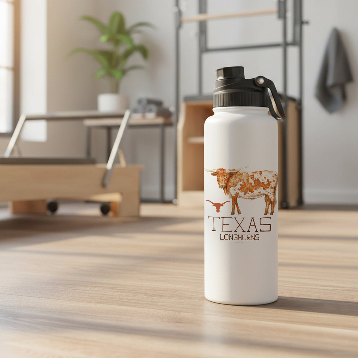 Texas Longhorns Mascot by Laura Wilcox 34oz Aqua Bottle