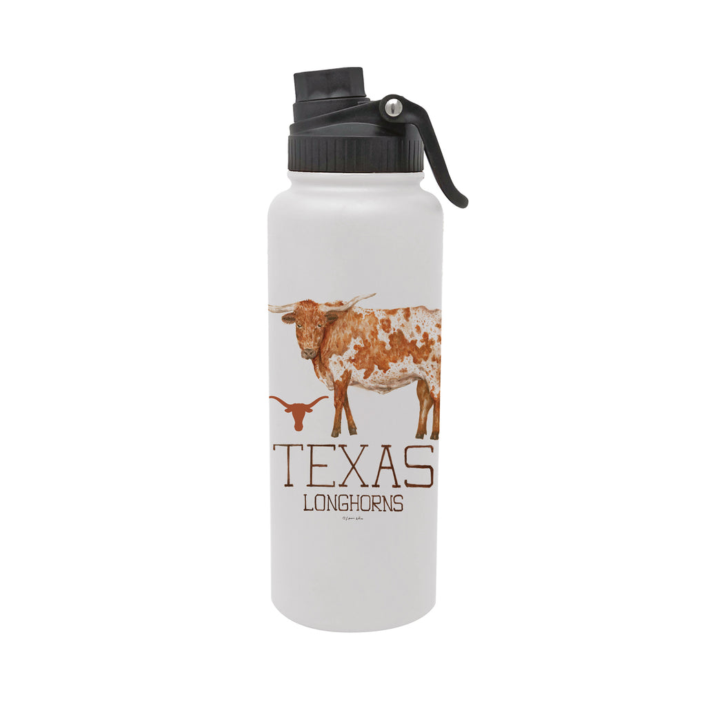 Texas Longhorns Mascot by Laura Wilcox 34oz Aqua Bottle