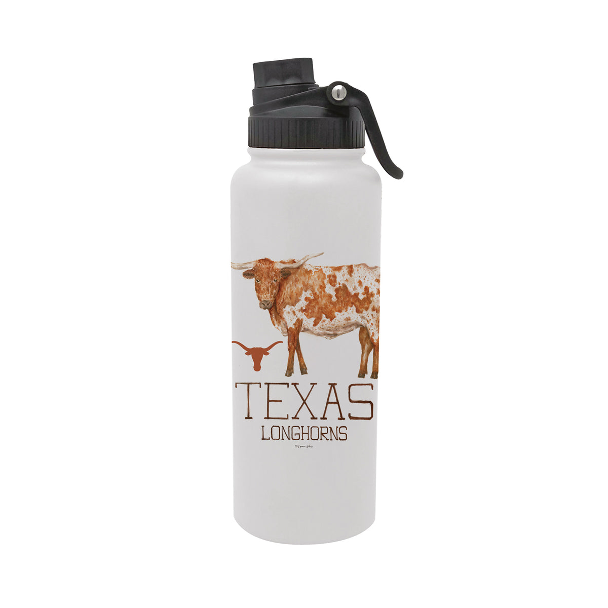 Texas Longhorns Mascot by Laura Wilcox 34oz Aqua Bottle