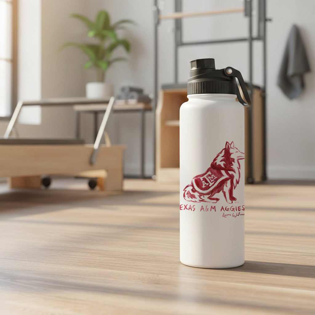 Texas A&M Aggies Mascot by Laura Wilcox 34oz Aqua Bottle