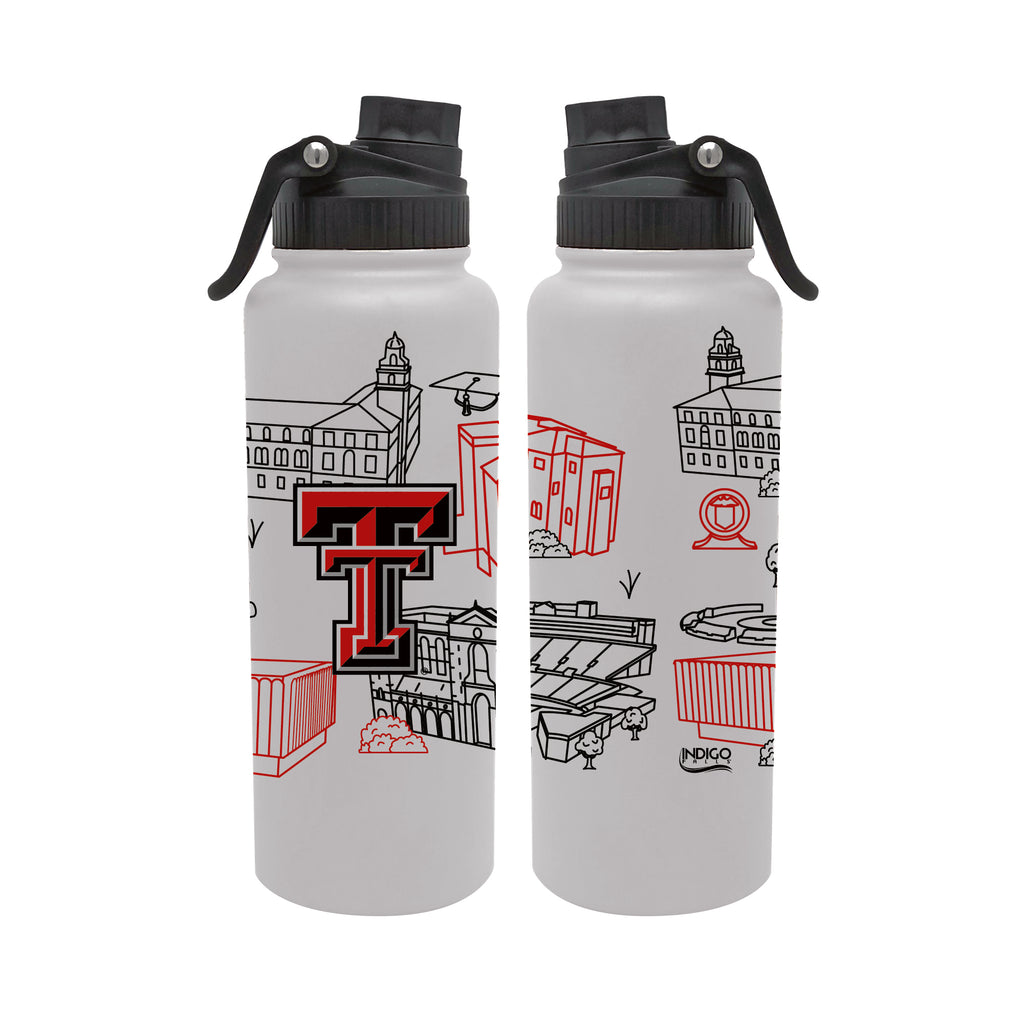 Texas Tech Red Raiders 34oz Campus Line Art Aqua Bottle