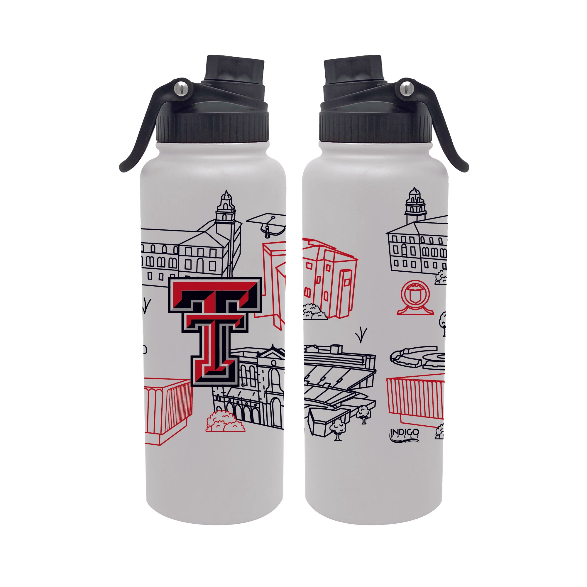 Texas Tech Red Raiders 34oz Campus Line Art Aqua Bottle