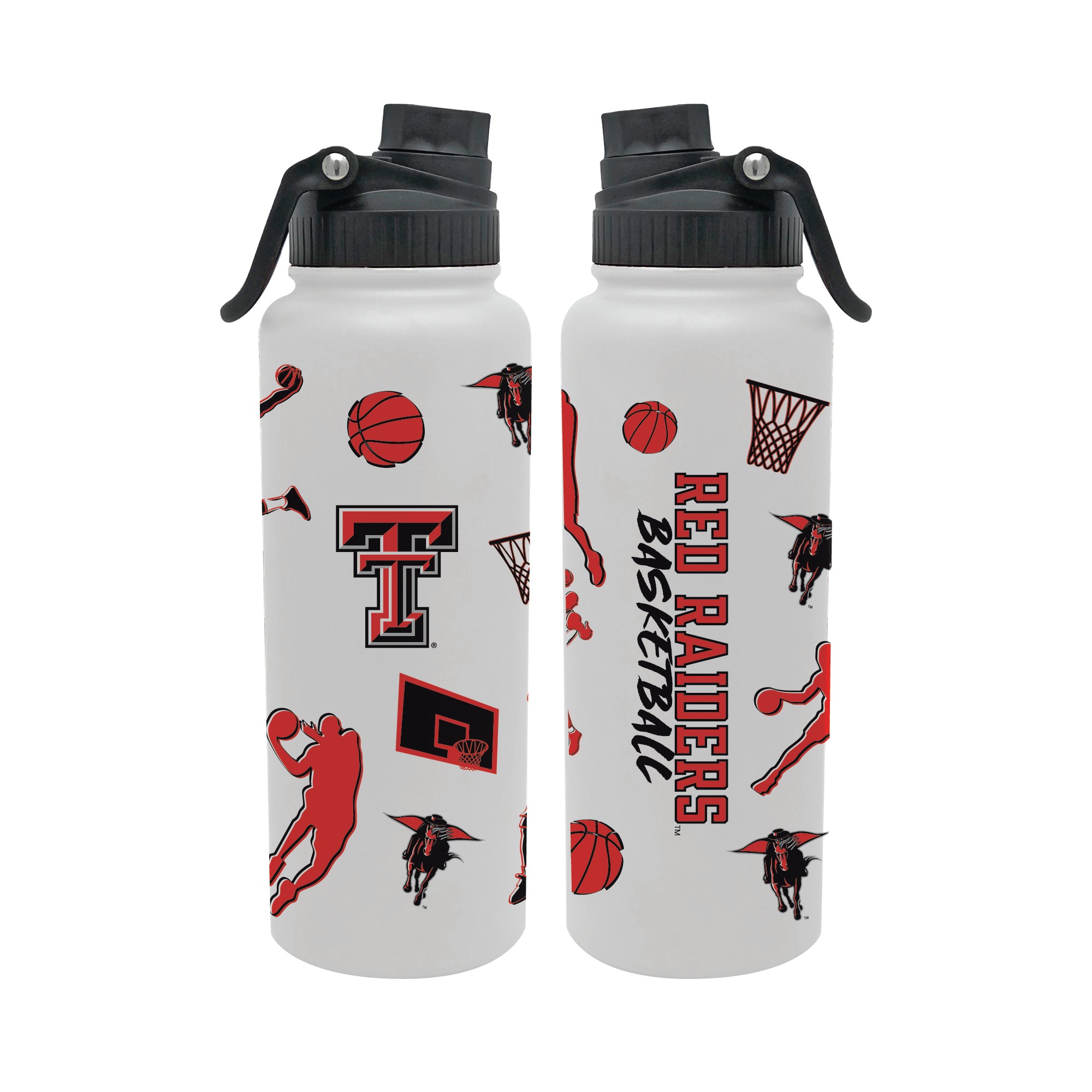34oz Texas Tech Red Raiders Basketball Sketch Aqua Bottle
