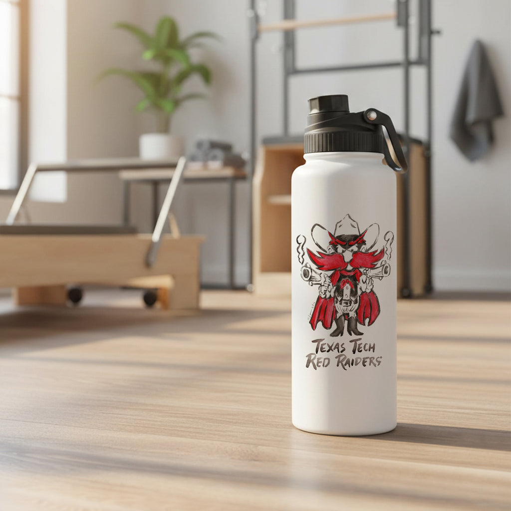 Texas Tech Red Raiders Mascot by Laura Wilcox 34oz Aqua Bottle