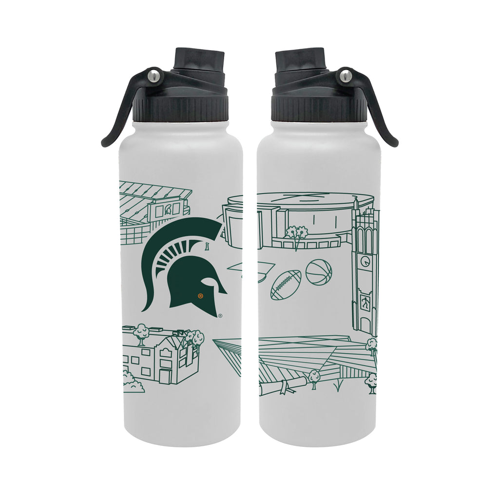 Michigan State Spartans 34oz Campus Line Art Aqua Bottle