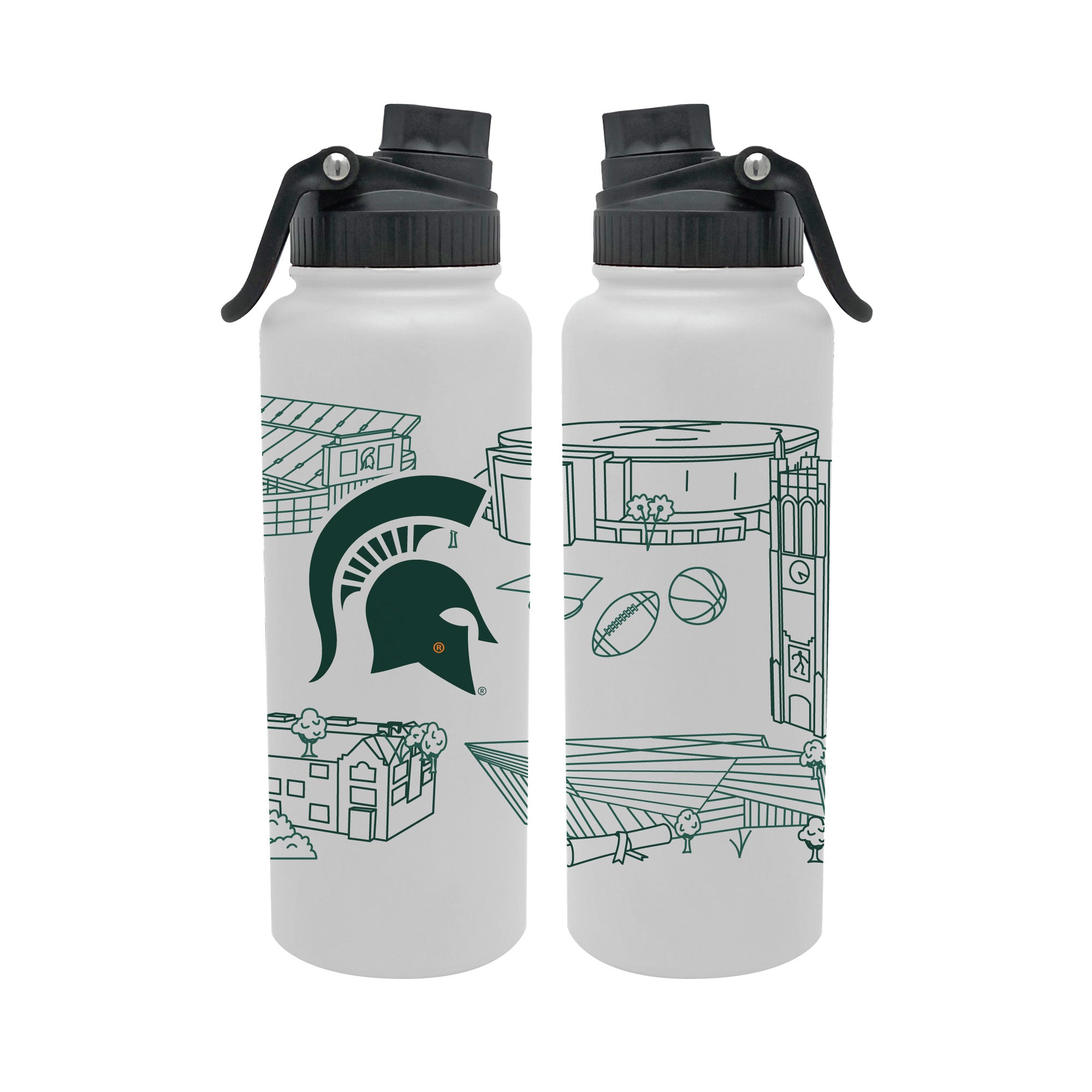 Michigan State Spartans 34oz Campus Line Art Aqua Bottle