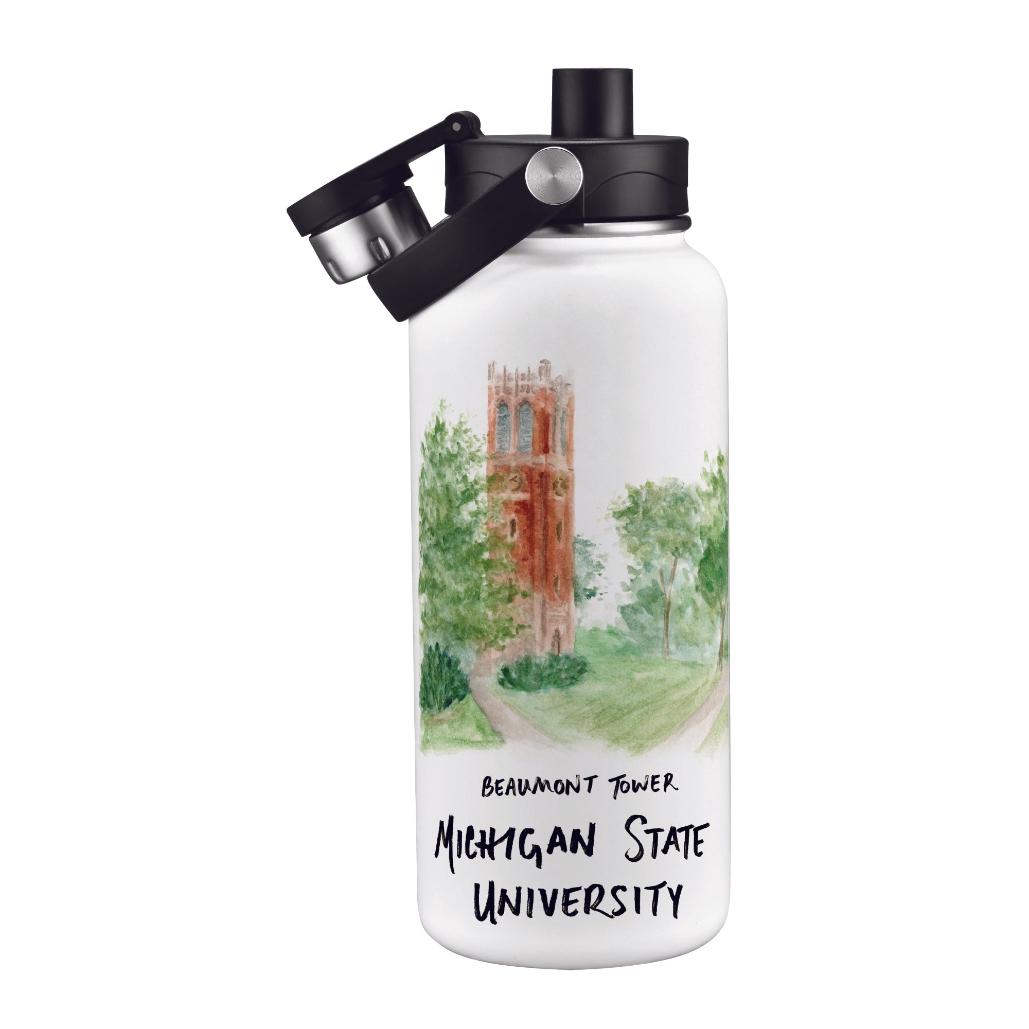 Michigan State Spartans 34oz Aqua Bottle by Laura Wilcox
