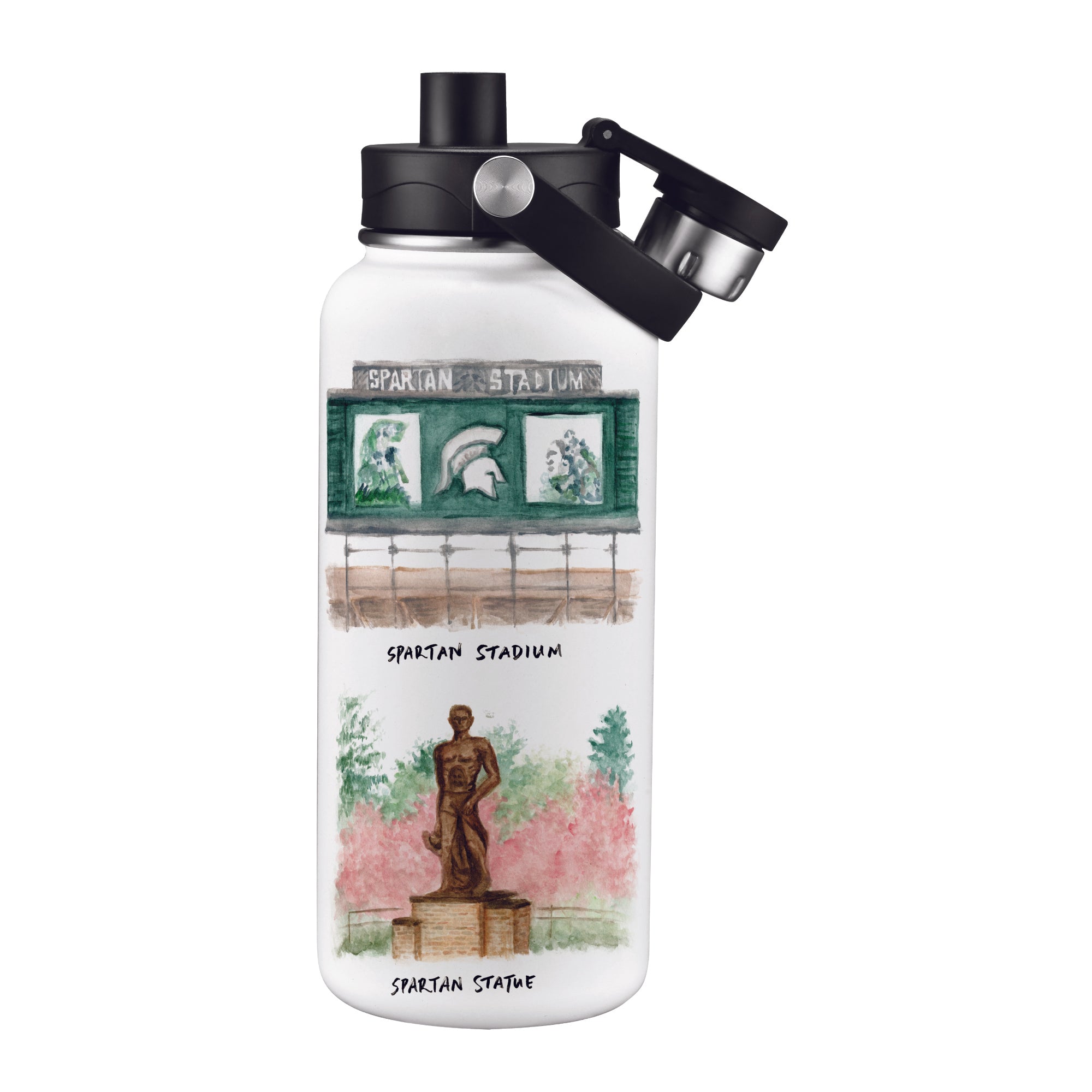 Michigan State Spartans 34oz Aqua Bottle by Laura Wilcox