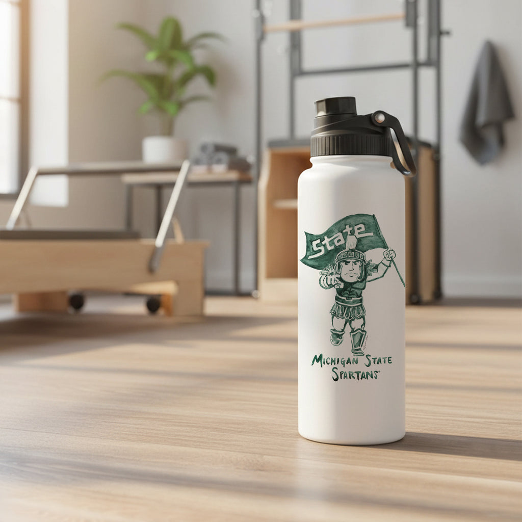 Michigan State Spartans Mascot by Laura Wilcox 34oz Aqua Bottle