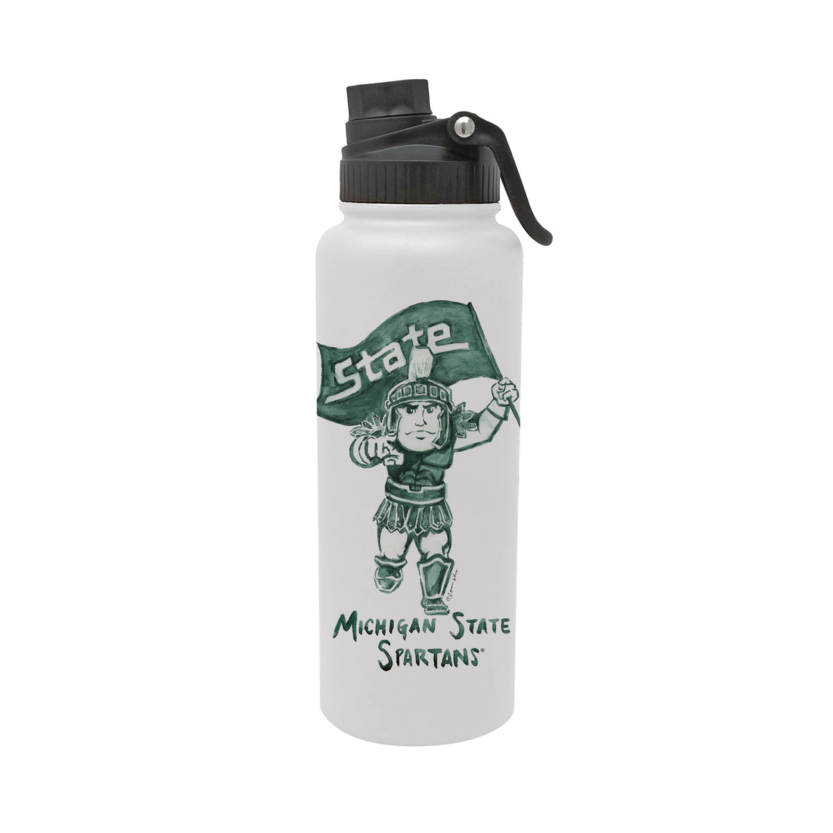 Michigan State Spartans Mascot by Laura Wilcox 34oz Aqua Bottle