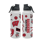 34oz Wisconsin Badgers Basketball Sketch Aqua Bottle