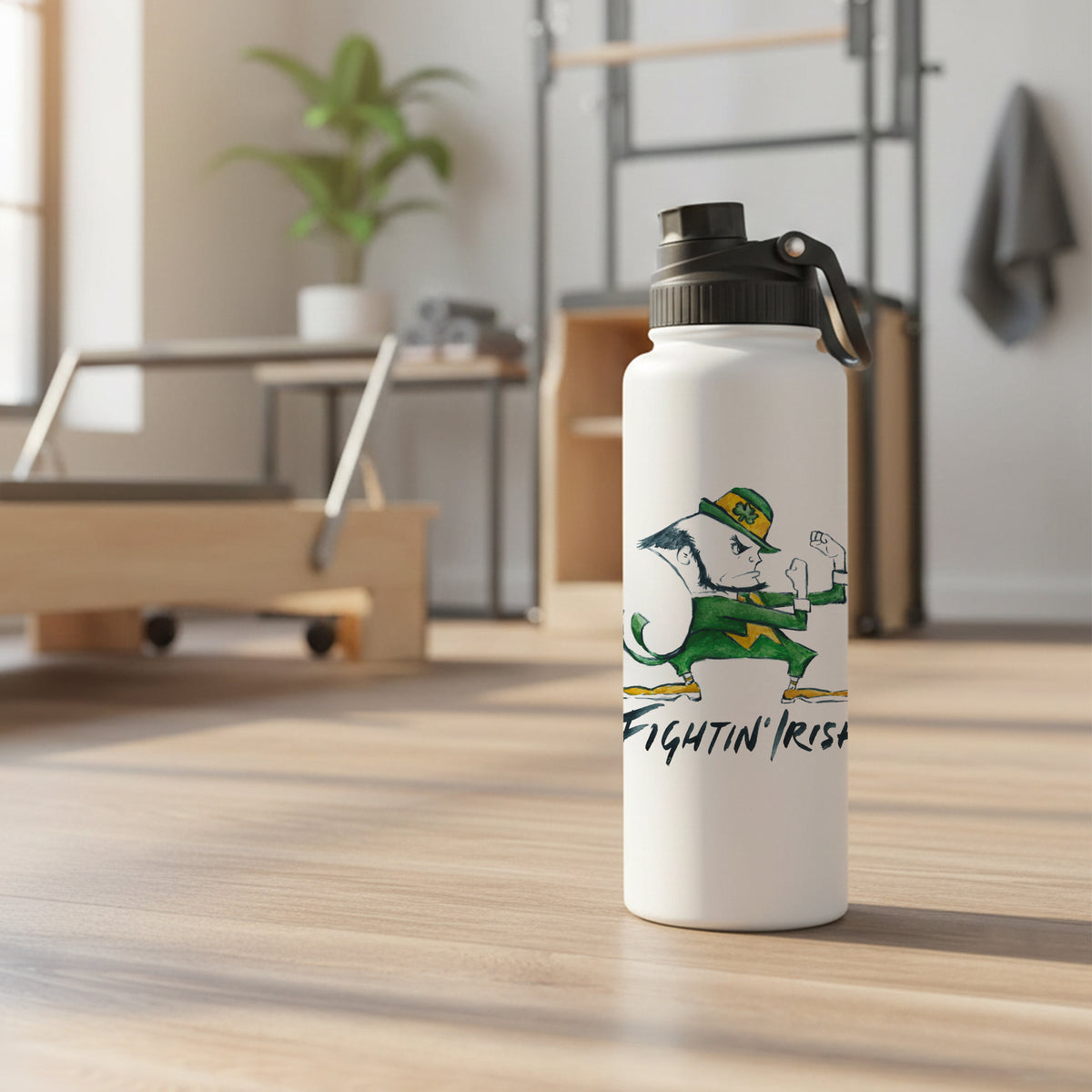 Notre Dame Fighting Irish Mascot by Laura Wilcox 34oz Aqua Bottle
