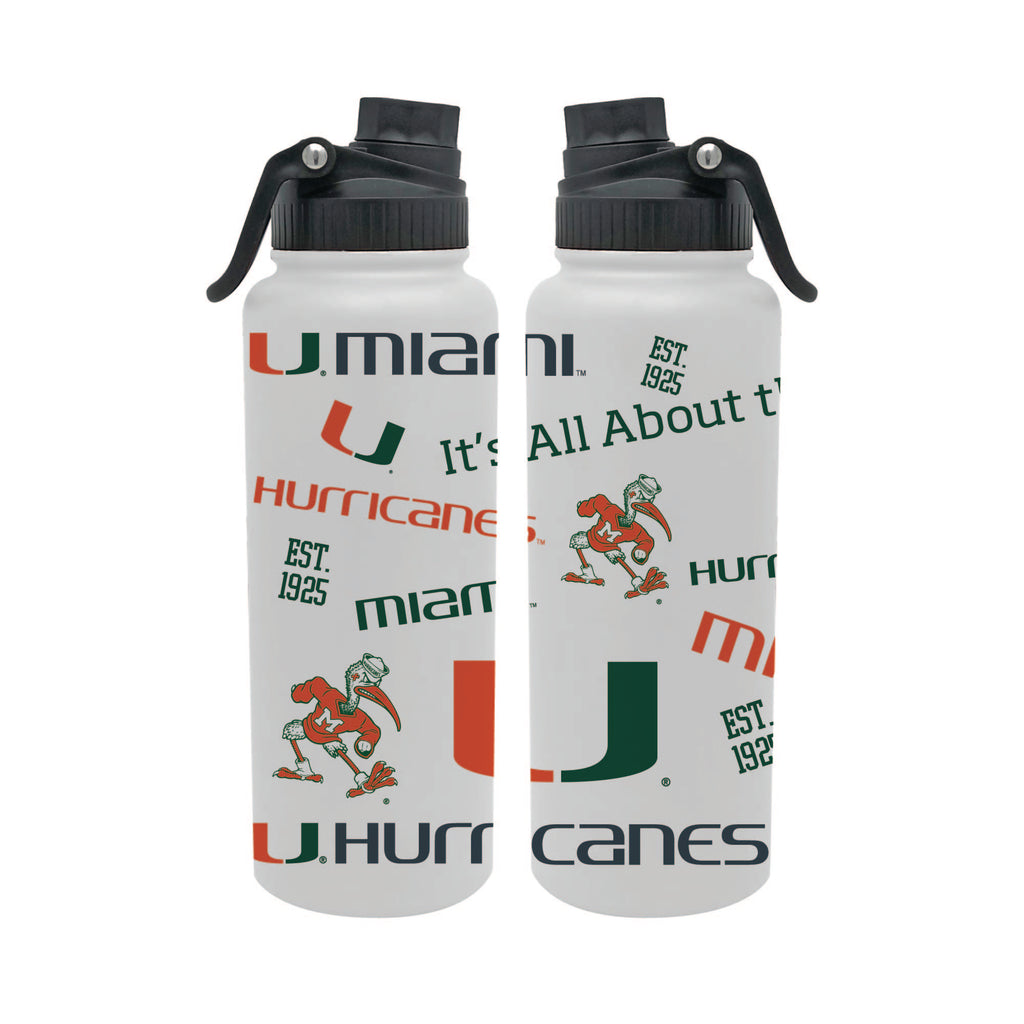 Miami Hurricanes 34oz Stainless Steel Medley Aqua Bottle