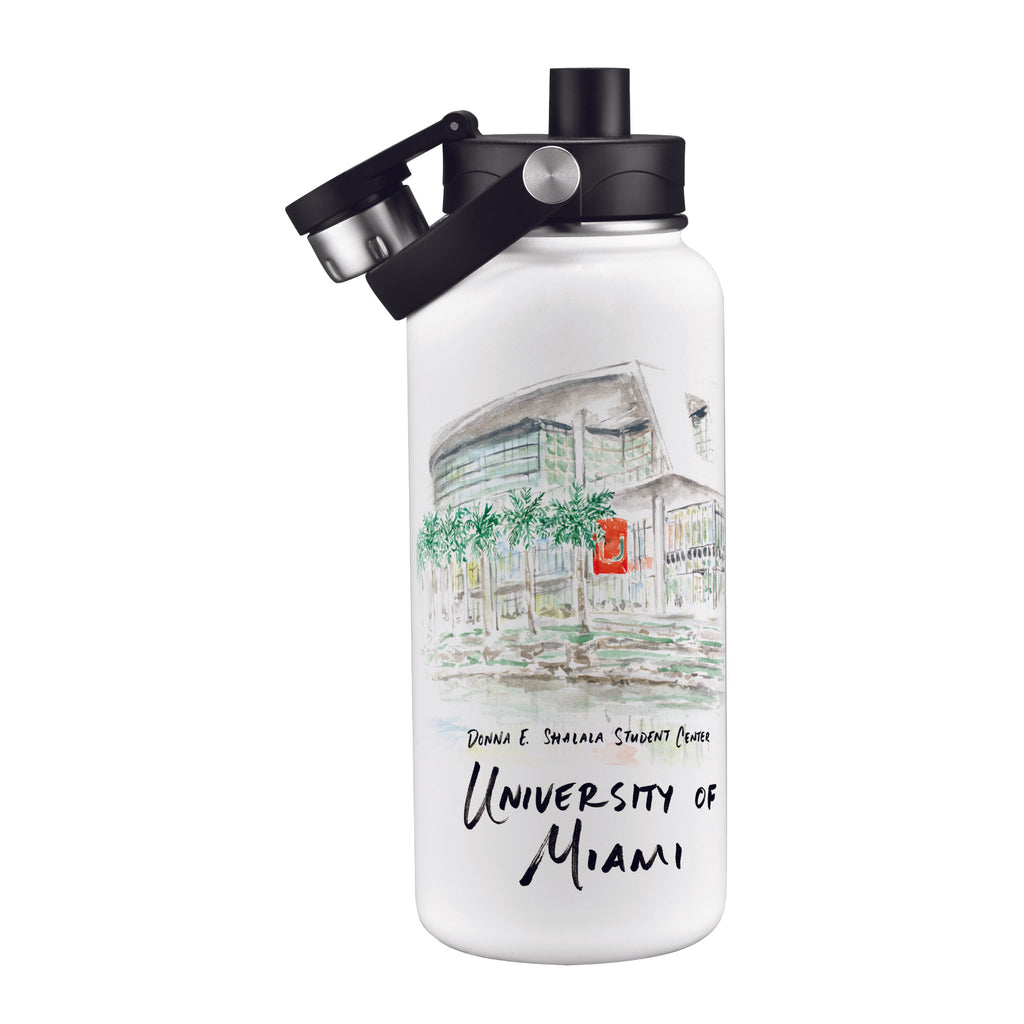 Miami Hurricanes 34oz Aqua Bottle by Laura Wilcox