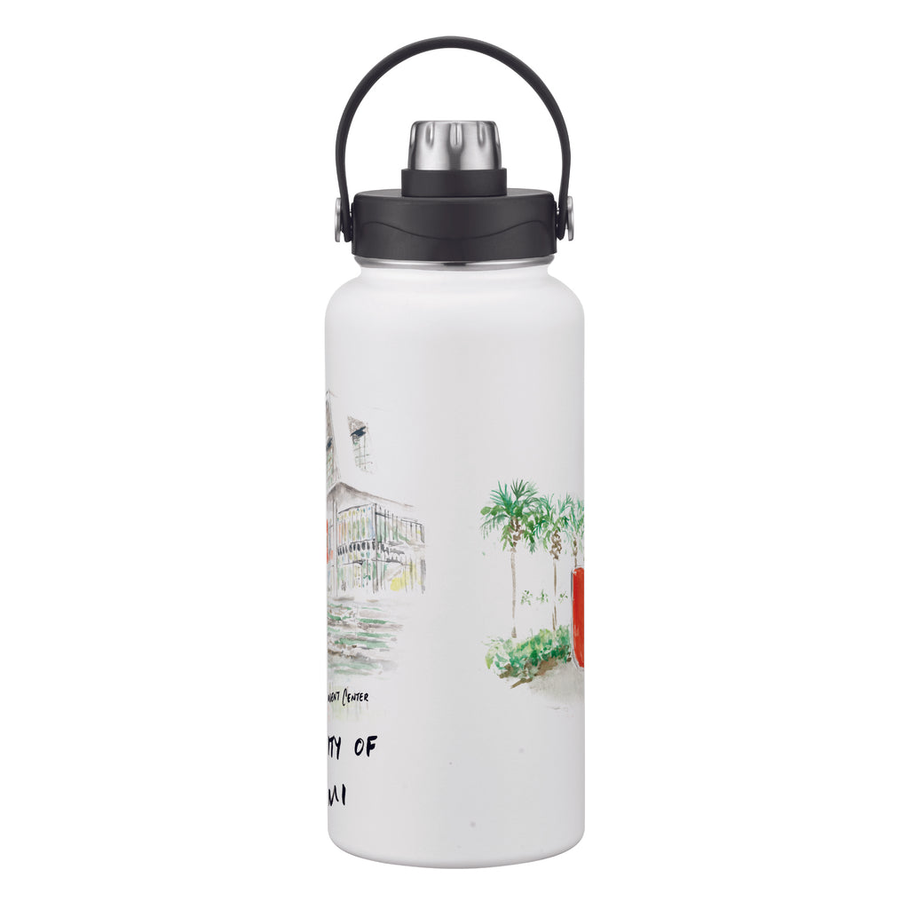 Miami Hurricanes 34oz Aqua Bottle by Laura Wilcox