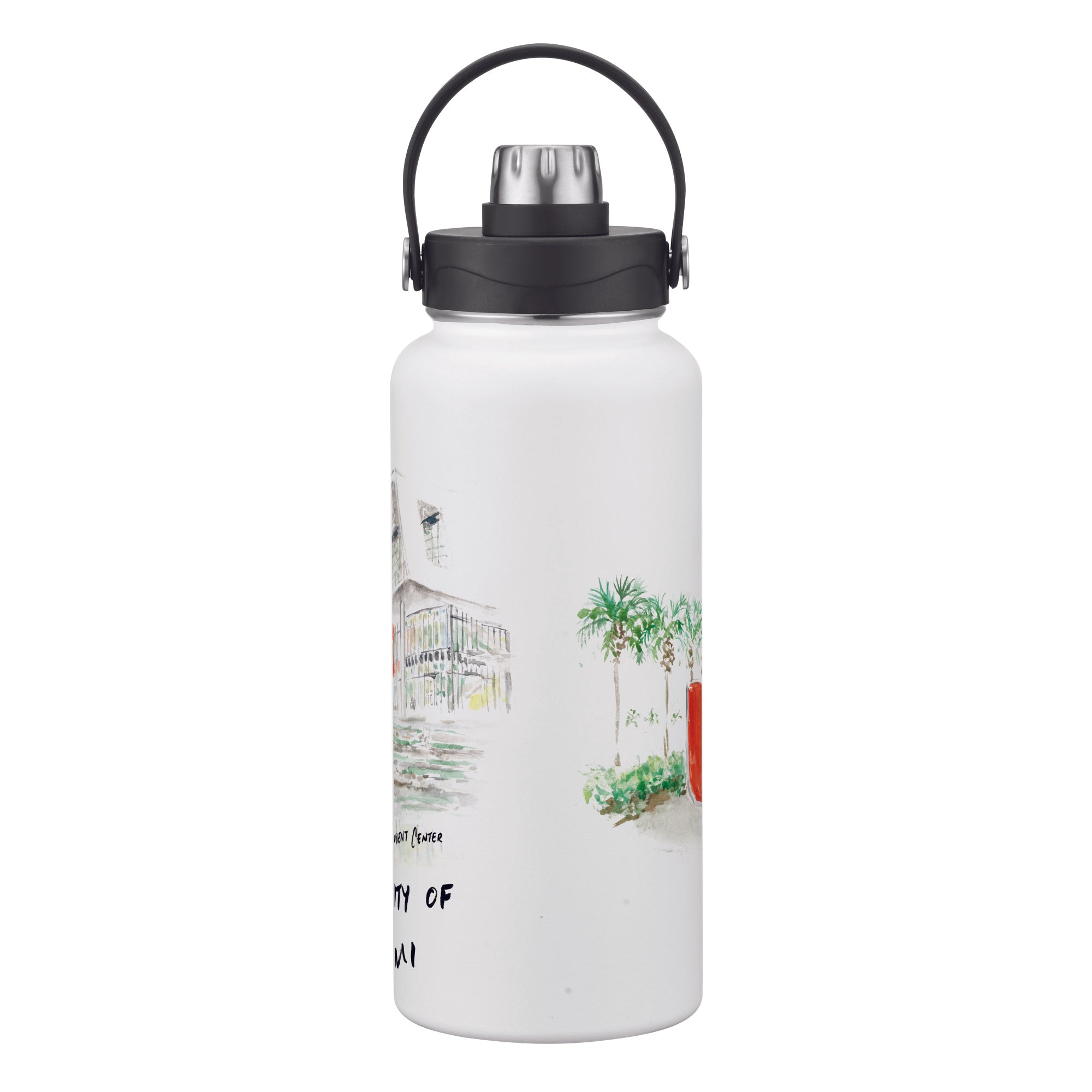 Miami Hurricanes 34oz Aqua Bottle by Laura Wilcox