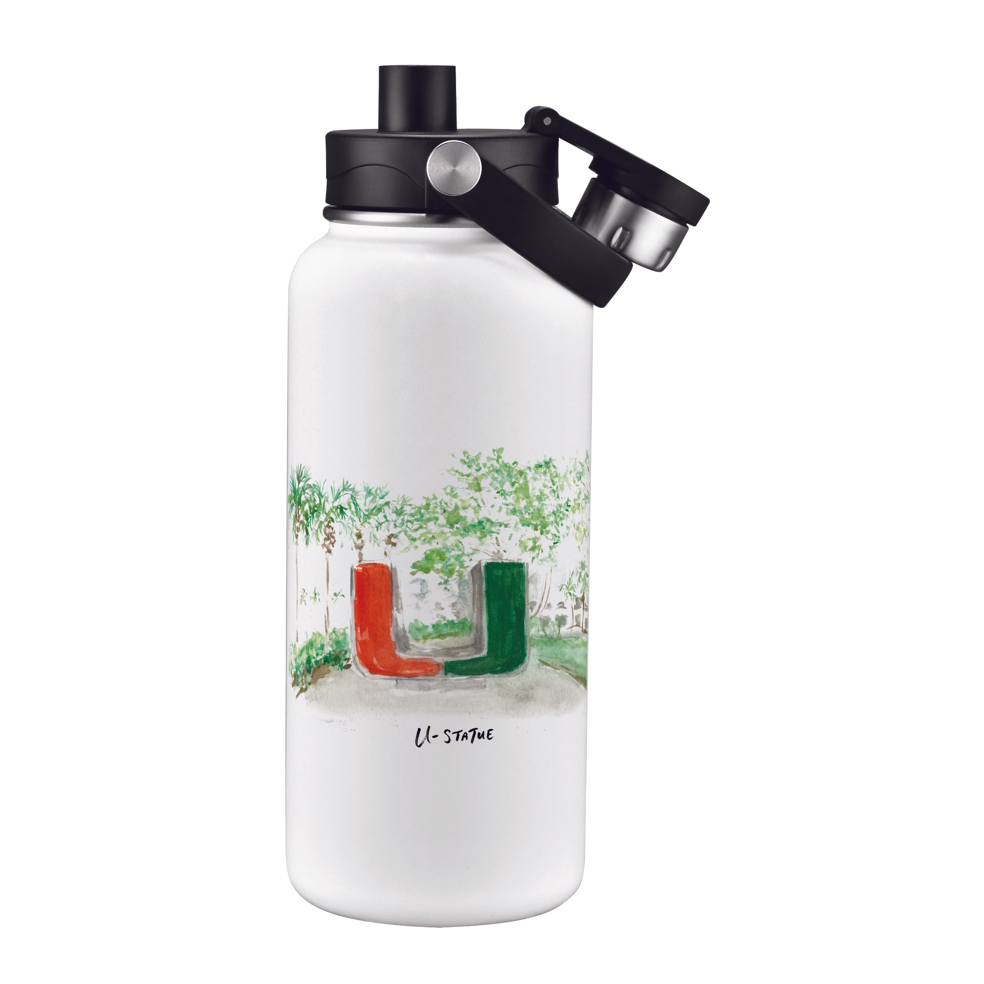 Miami Hurricanes 34oz Aqua Bottle by Laura Wilcox