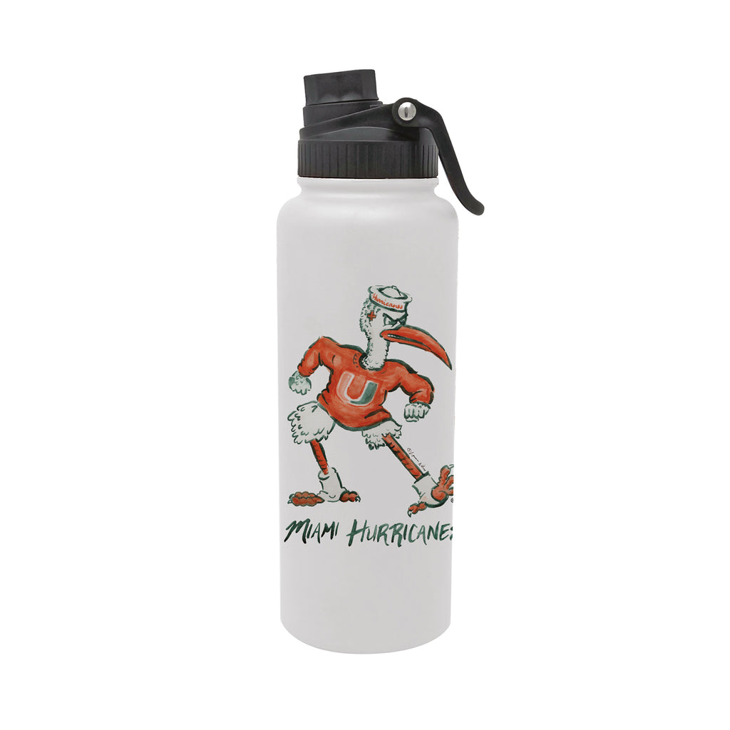 Miami Hurricanes Mascot by Laura Wilcox 34oz Aqua Bottle