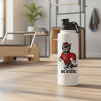 North Carolina State Timber Wolves Mascot by Laura Wilcox 34oz Aqua Bottle