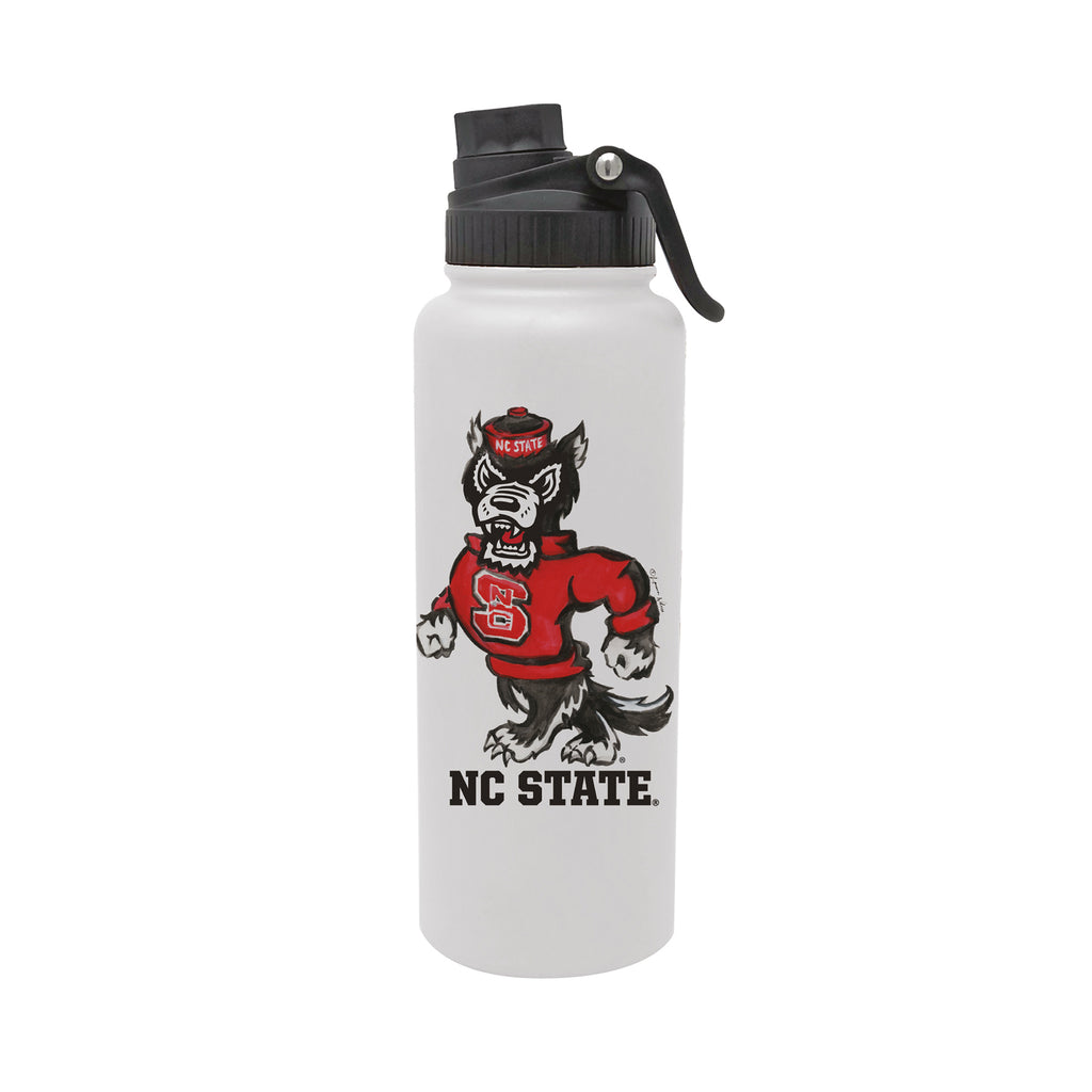North Carolina State Timber Wolves Mascot by Laura Wilcox 34oz Aqua Bottle