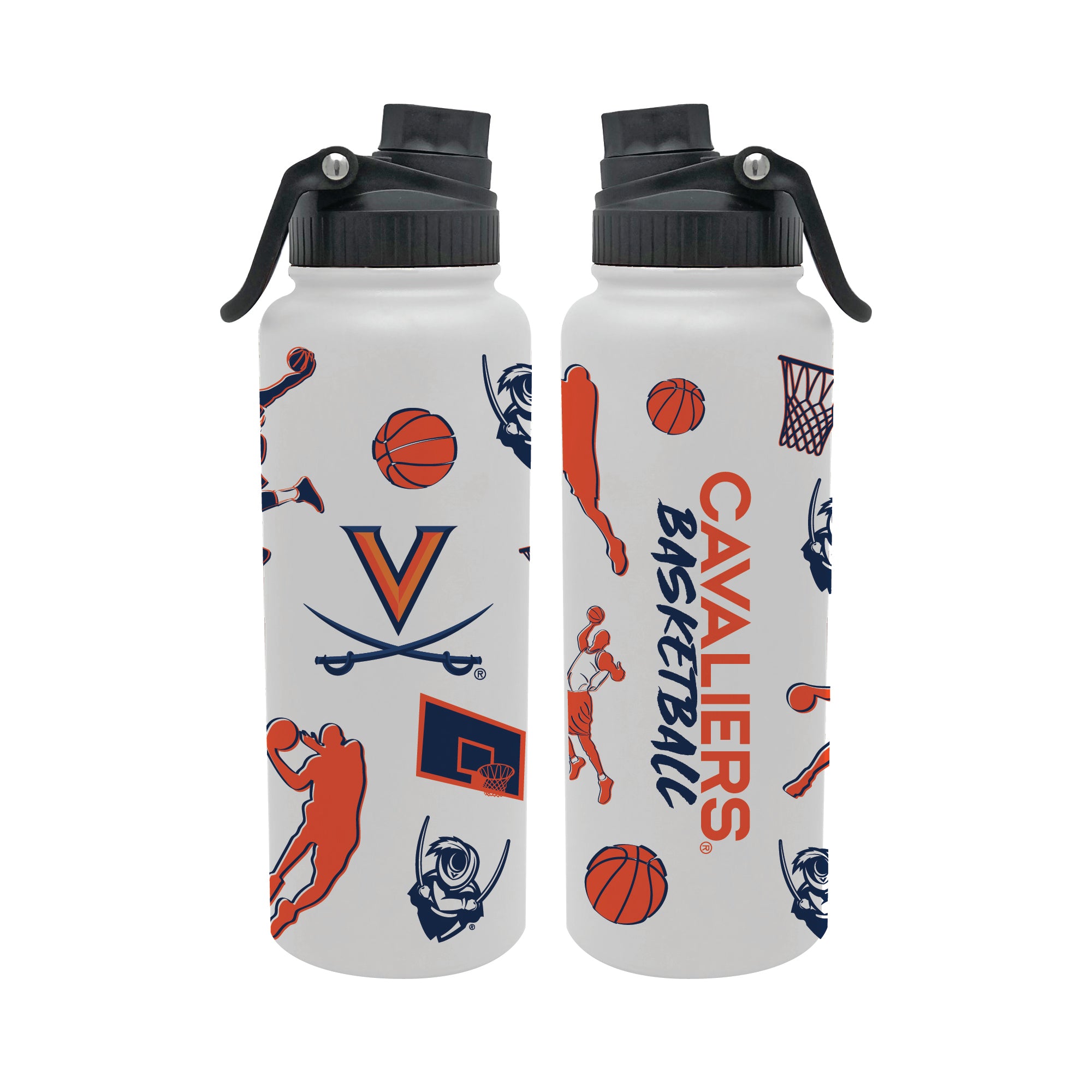 34oz Virginia Cavaliers Basketball Sketch Aqua Bottle