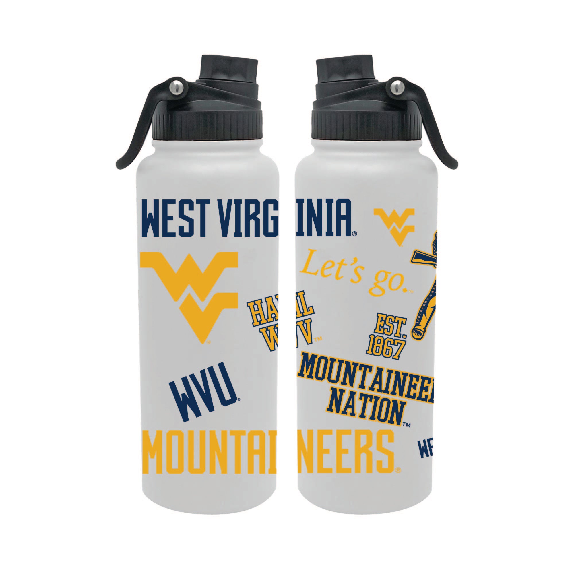 West Virginia Mountaineers 34oz Stainless Steel Medley Aqua Bottle