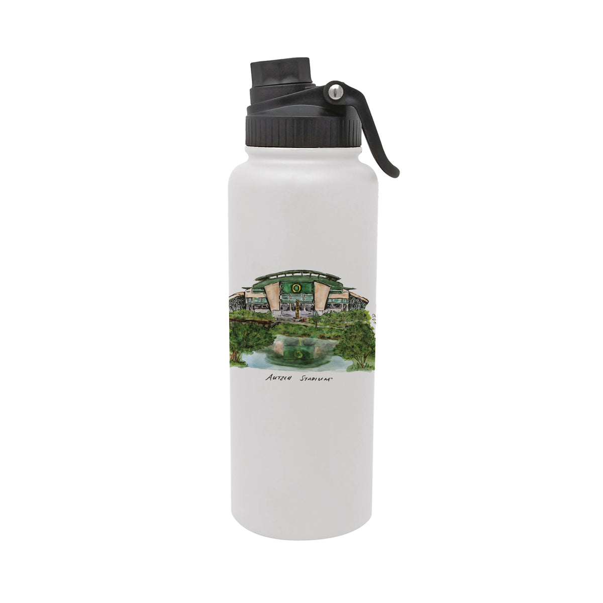 Oregon Ducks Mascot by Laura Wilcox 34oz Aqua Bottle