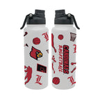 34oz Louisville Cardinals Basketball Sketch Aqua Bottle