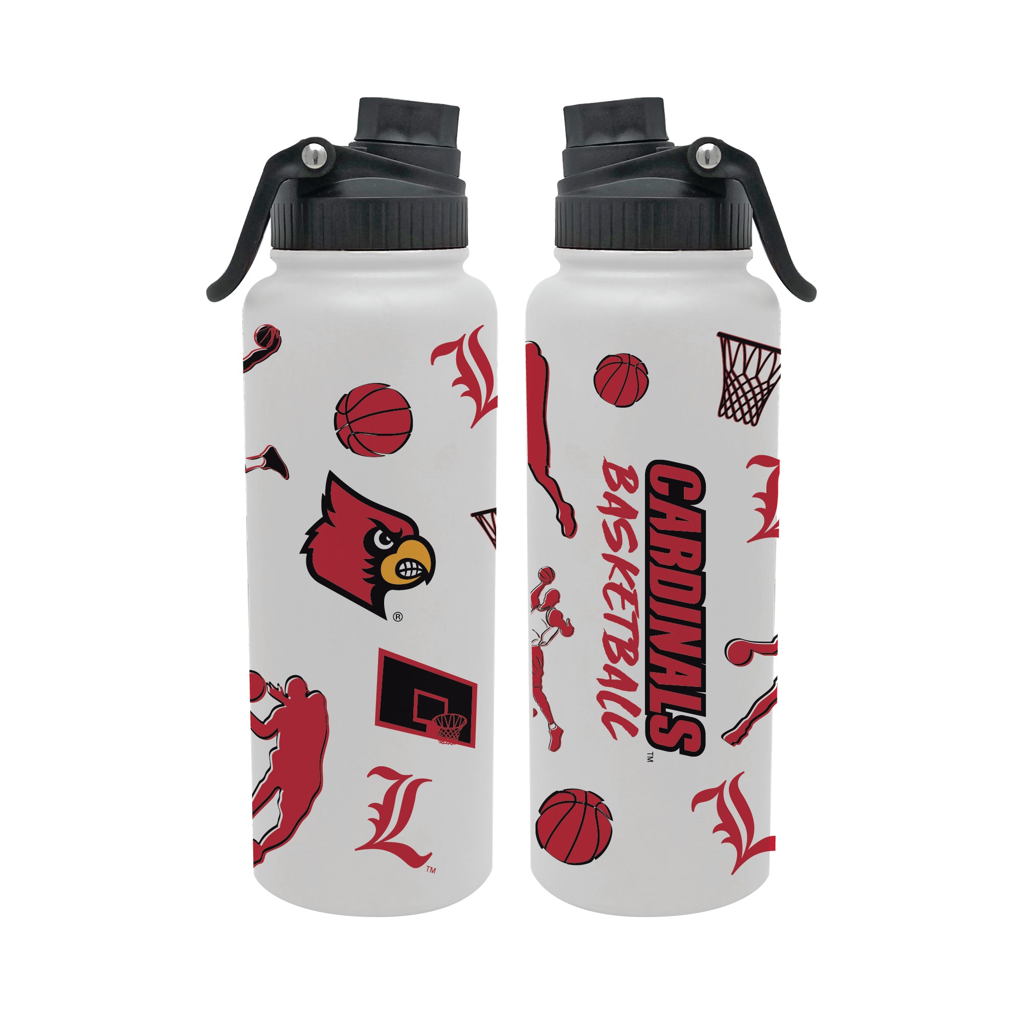 34oz Louisville Cardinals Basketball Sketch Aqua Bottle