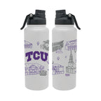 TCU Horned Frogs 34oz Campus Line Art Aqua Bottle