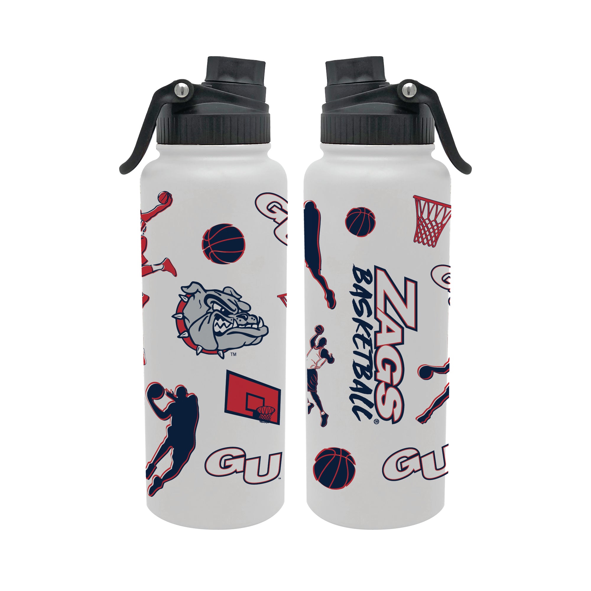 34oz Gonzaga Bulldogs Basketball Sketch Aqua Bottle