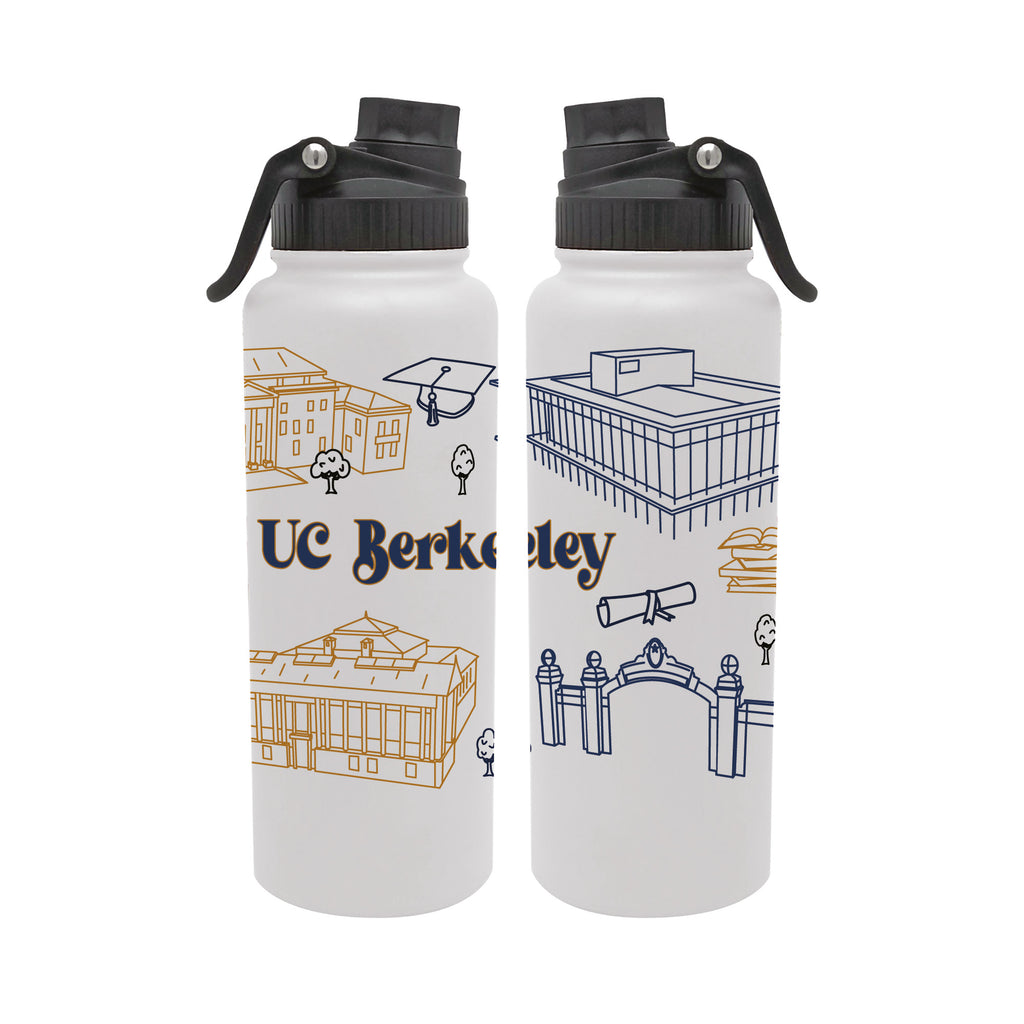 Cal Berkley 34oz Campus Line Art Aqua Bottle