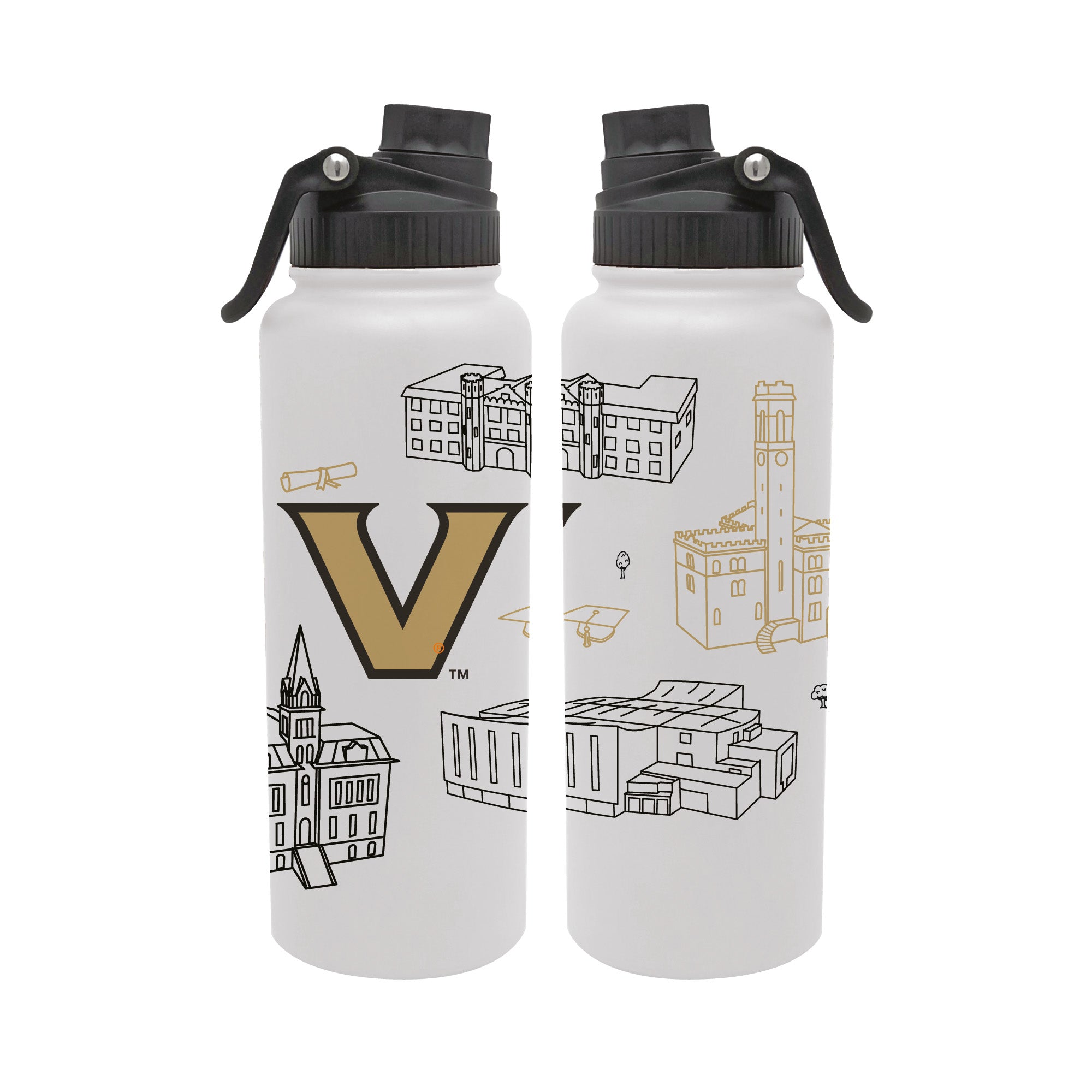 Vanderbilt Commodores 34oz Campus Line Art Aqua Bottle