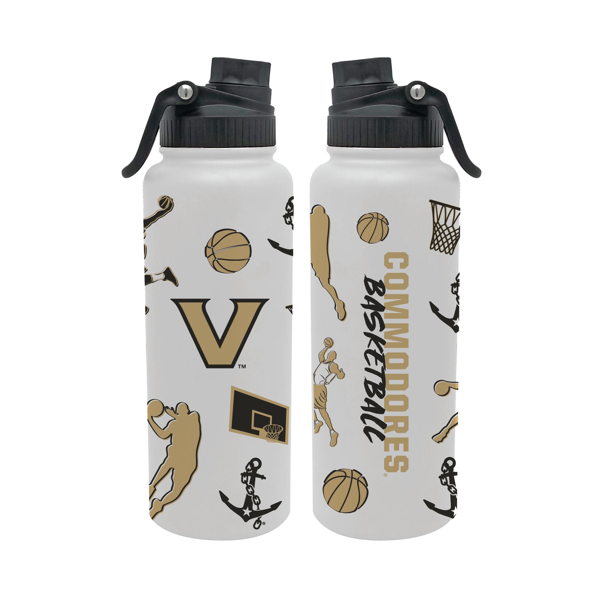 34oz Vanderbilt Commodores Basketball Sketch Aqua Bottle
