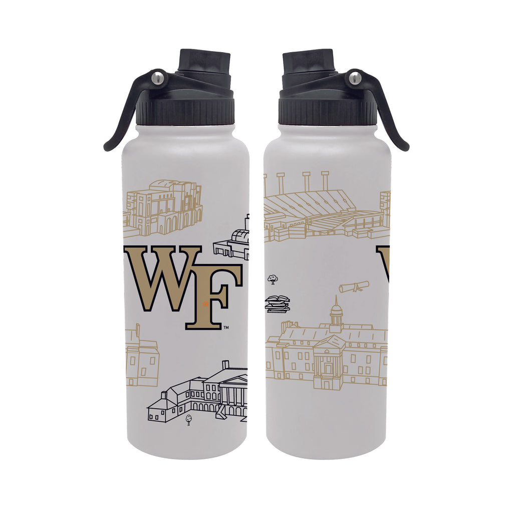 Wake Forest Demon Deacons 34oz Campus Line Art Aqua Bottle