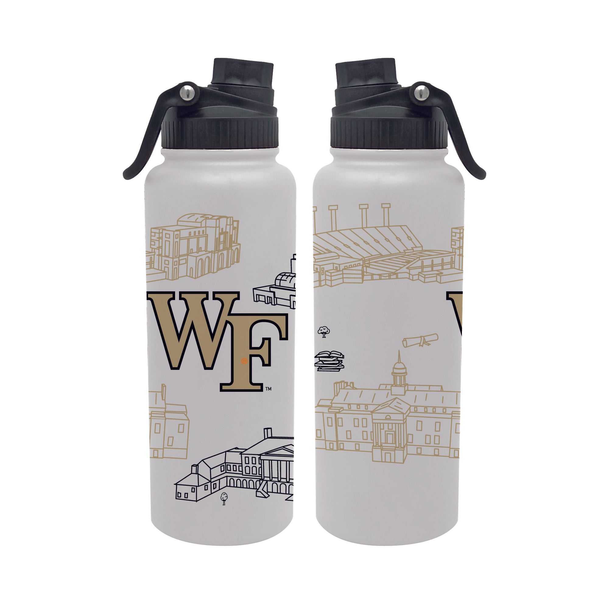 Wake Forest Demon Deacons 34oz Campus Line Art Aqua Bottle