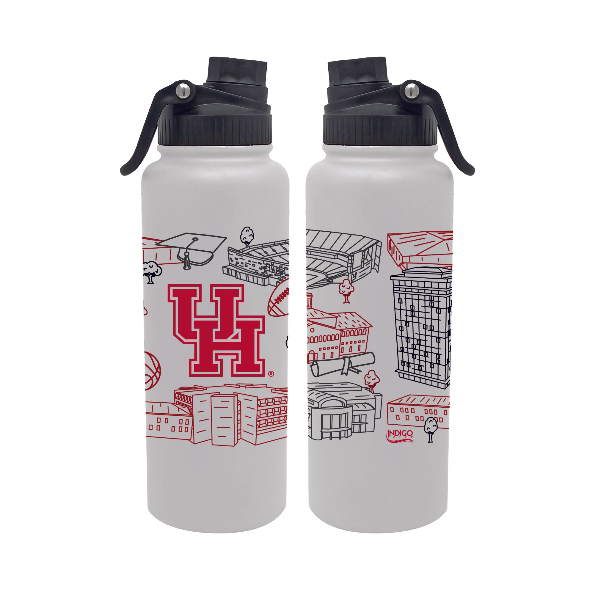 Houston Cougars 34oz Campus Line Art Aqua Bottle