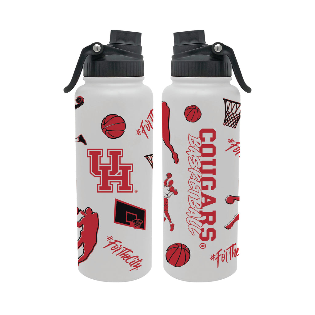 34oz Houston Cougars Basketball Sketch Aqua Bottle