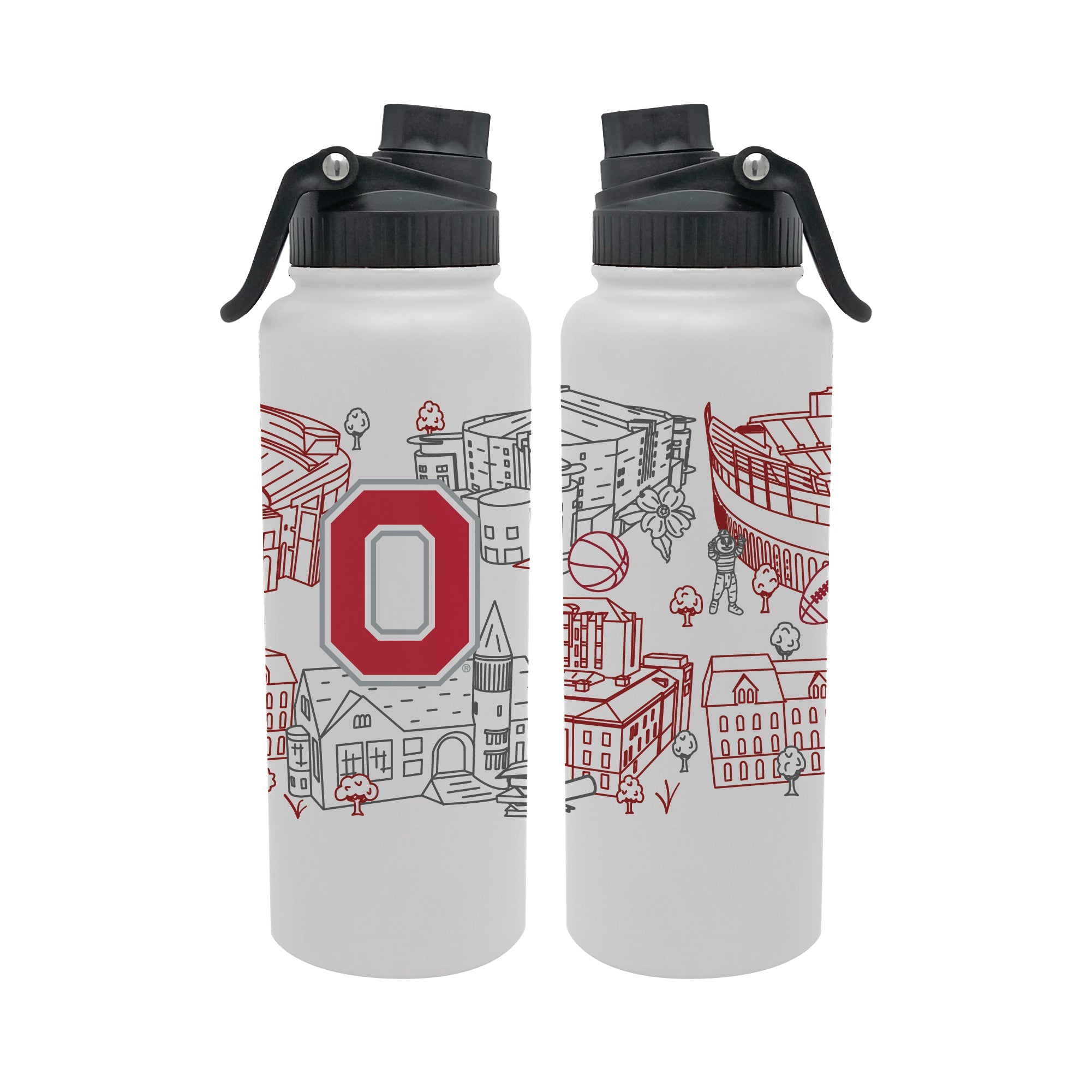 Ohio State Buckeyes 34oz Campus Line Art Aqua Bottle