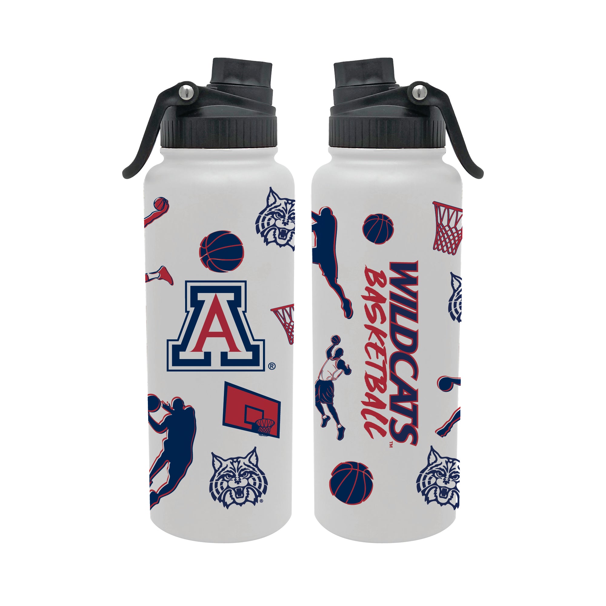 34oz Arizona Wildcats Basketball Sketch Aqua Bottle
