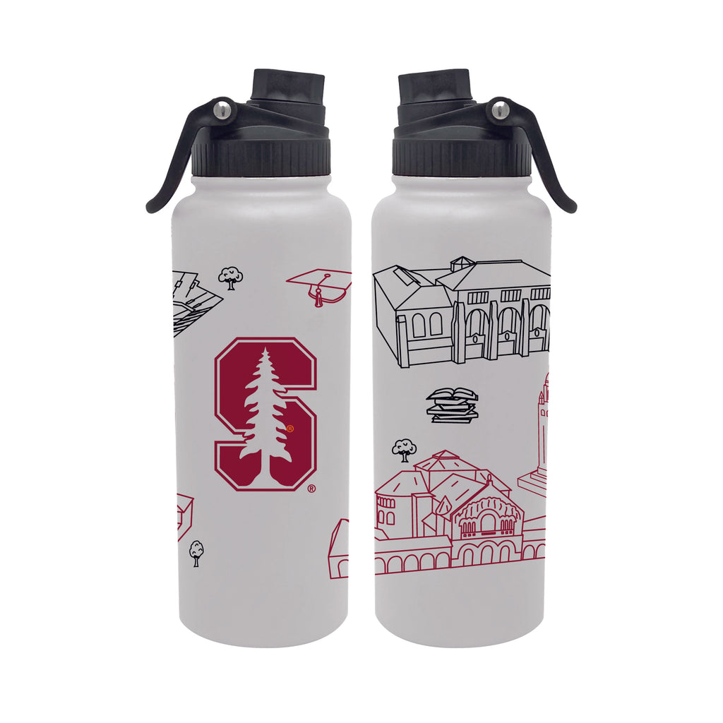 Stanford Cardinal 34oz Campus Line Art Aqua Bottle