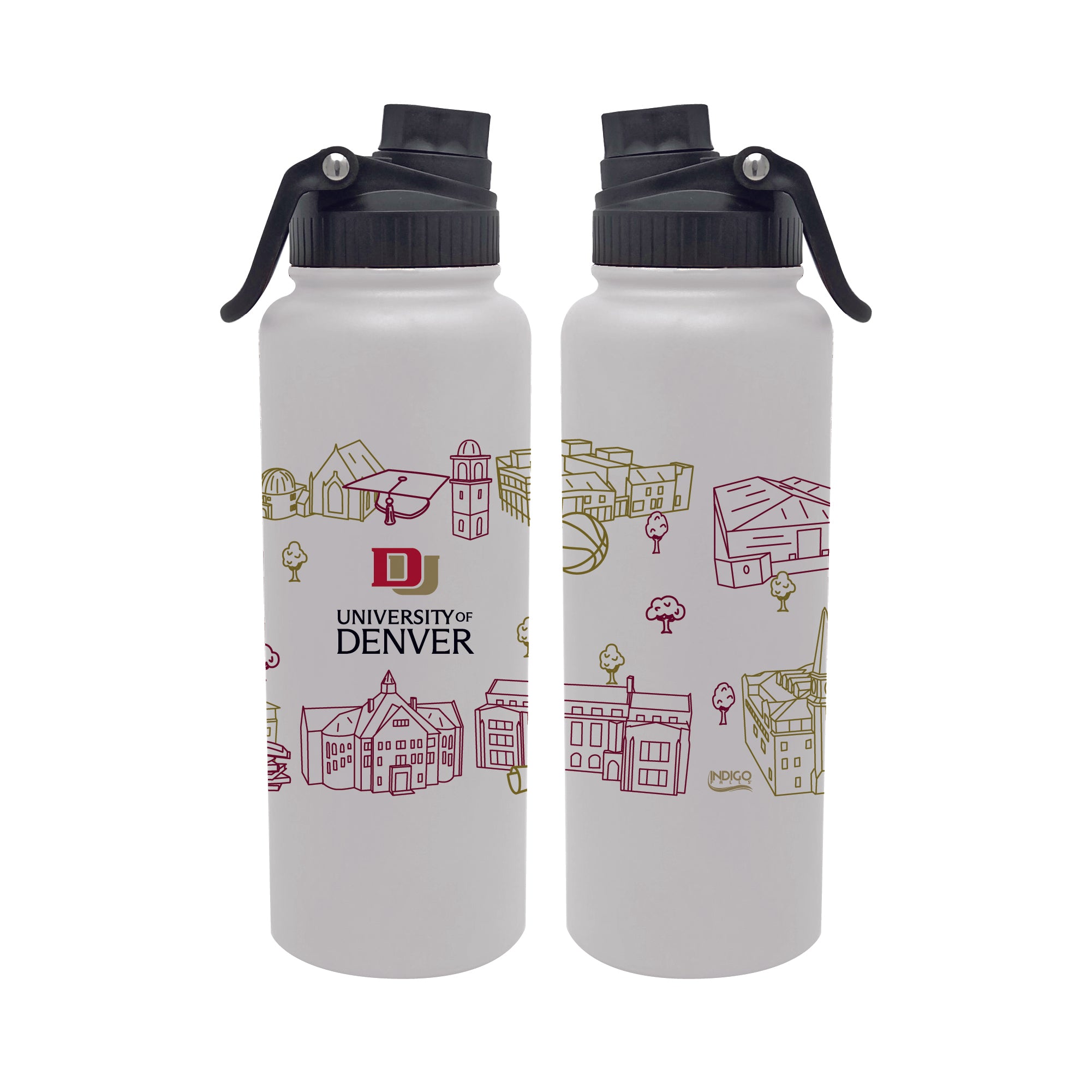 Denver Pioneers 34oz Campus Line Art Aqua Bottle