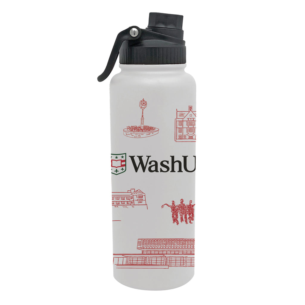 Washington University 34oz Campus Line Art Aqua Bottle