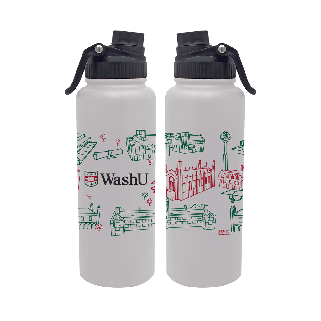 Washington University 34oz Campus Line Art Aqua Bottle