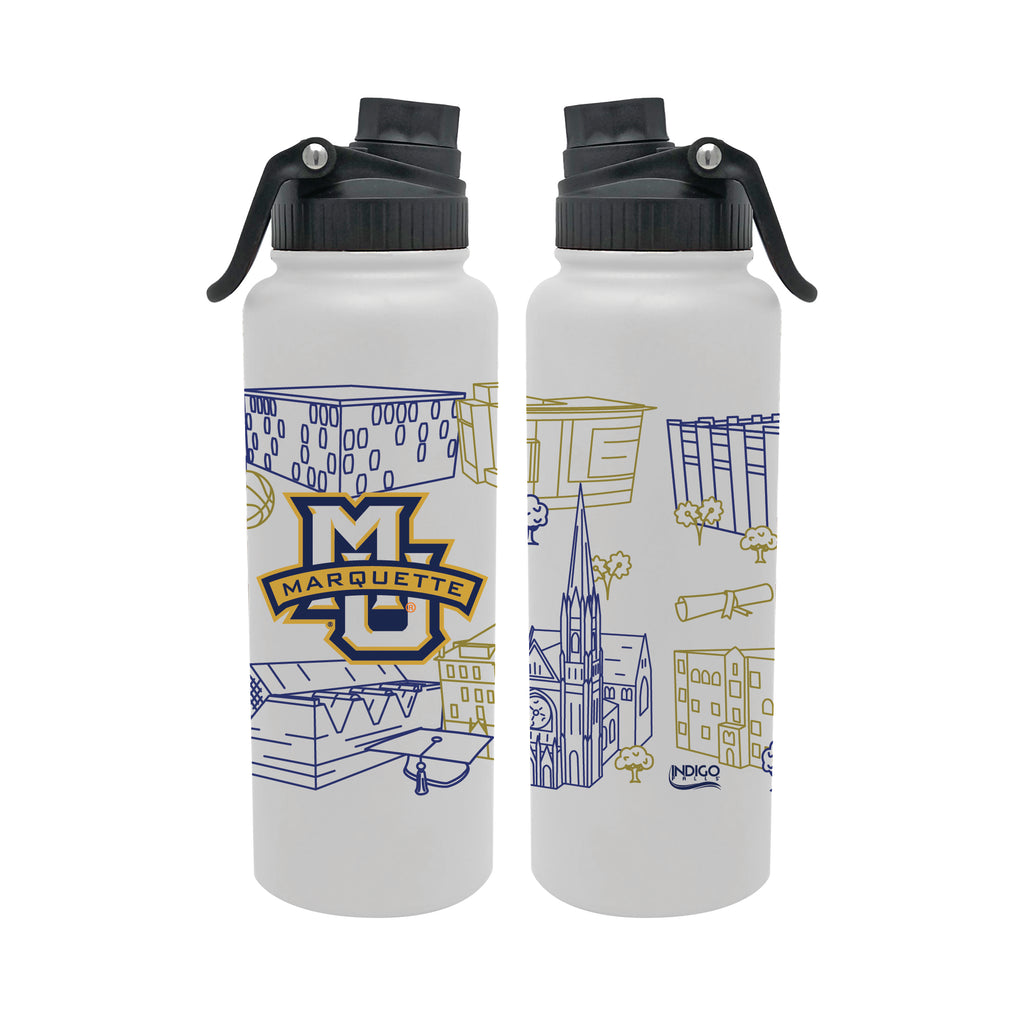 Marquette Golden Eagles 34oz Campus Line Art Aqua Bottle
