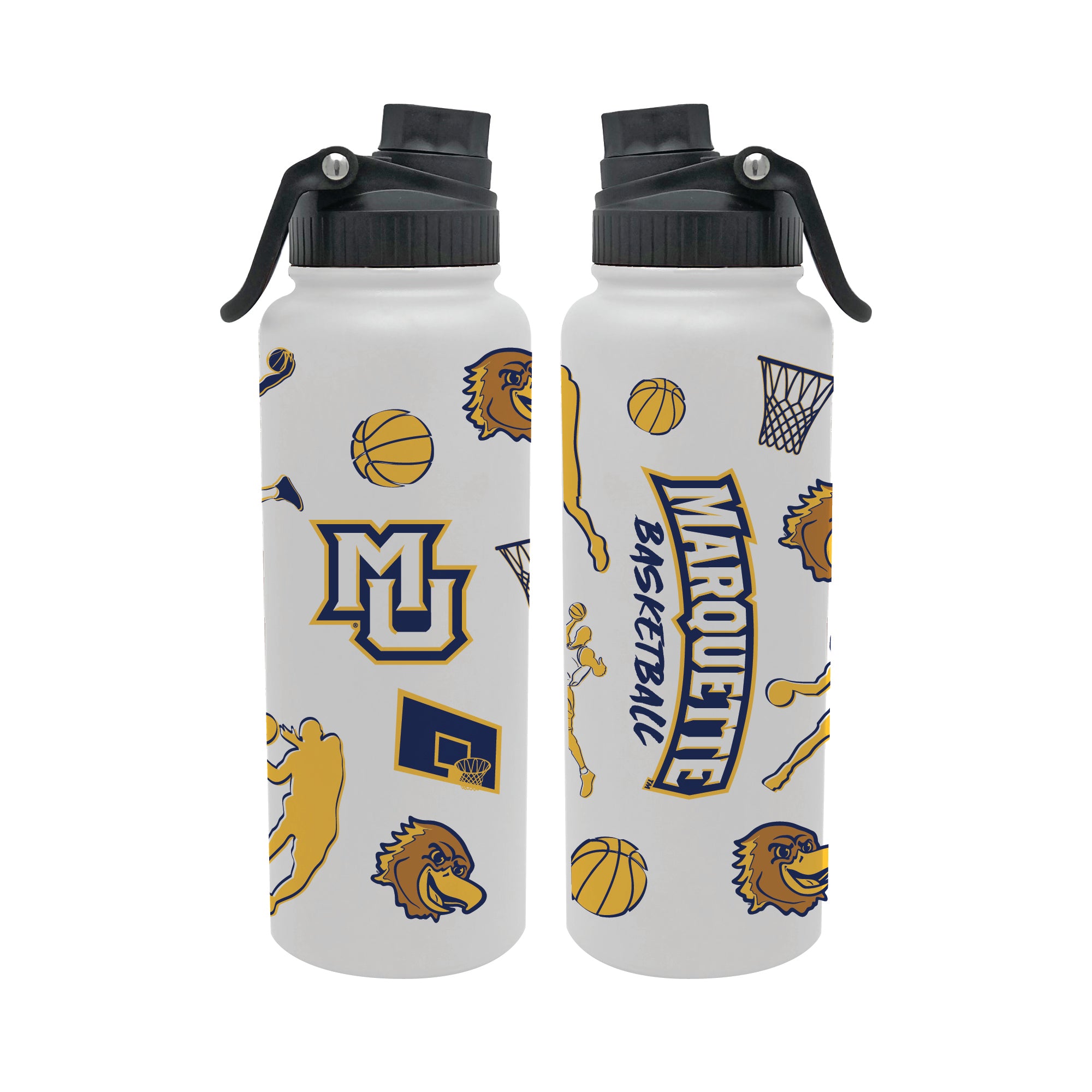 34oz Marquette Golden Eagles Basketball Sketch Aqua Bottle
