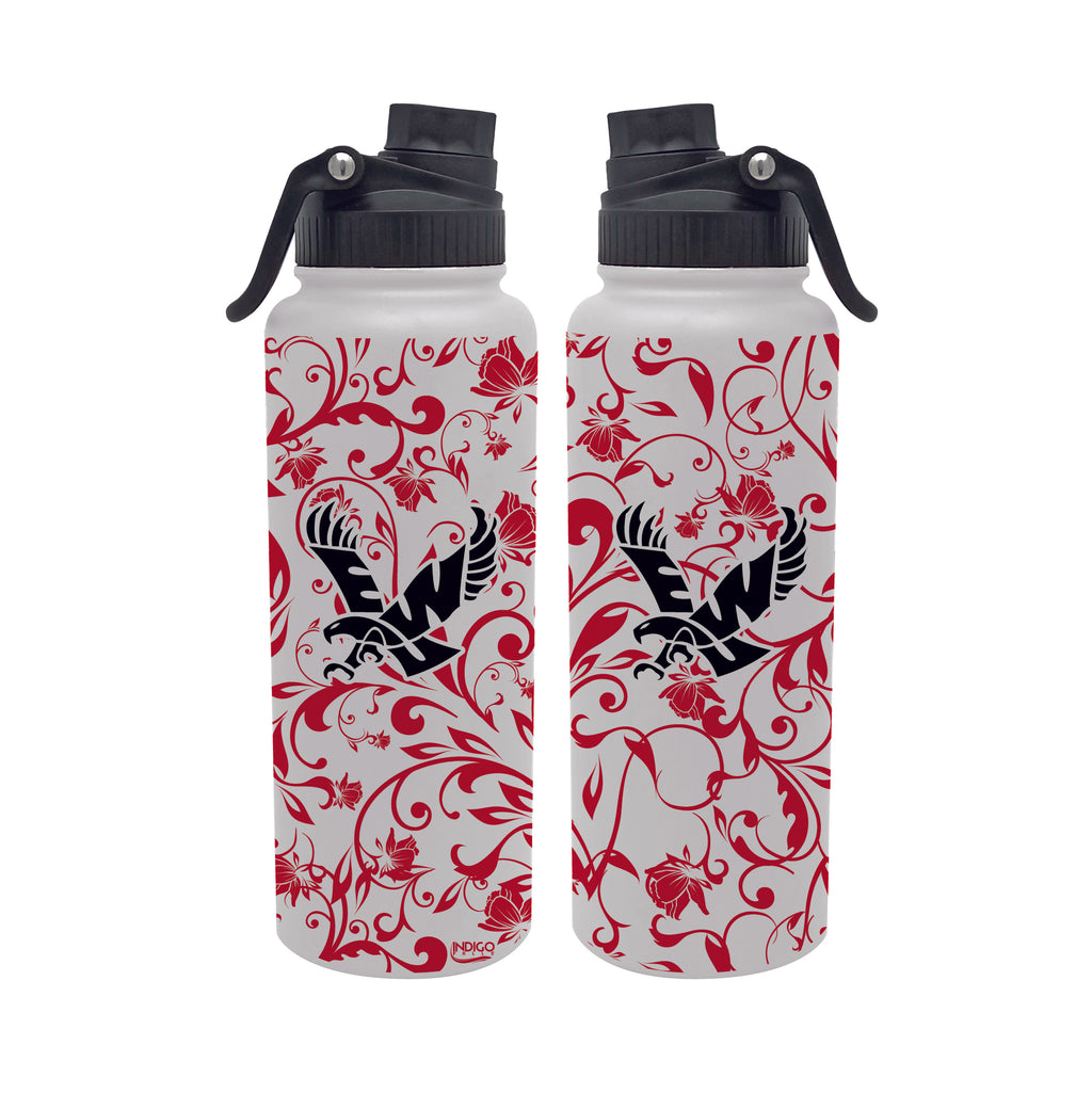 Eastern Washington Eagles 34oz Stainless Steel Floral Aqua Bottle