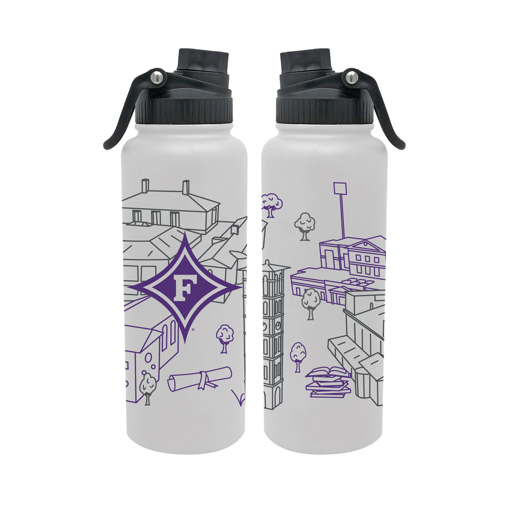 Furman Paladins 34oz Campus Line Art Aqua Bottle